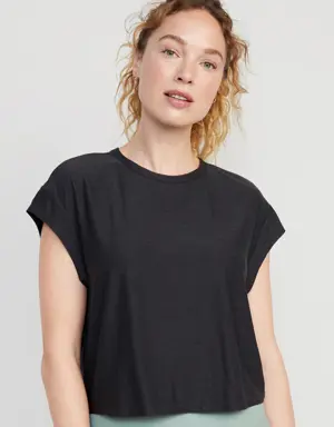 Cloud 94 Soft Cutout-Back Cropped T-Shirt for Women black