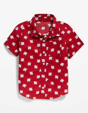 Short-Sleeve Printed Poplin Shirt for Toddler Boys red