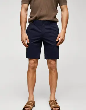 Mango Cotton pleated Bermuda shorts