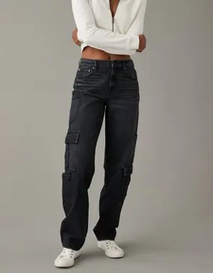 Super High-Waisted Baggy Straight Cargo Jean