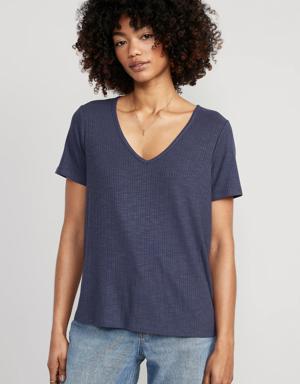 Luxe Ribbed Slub-Knit T-Shirt blue