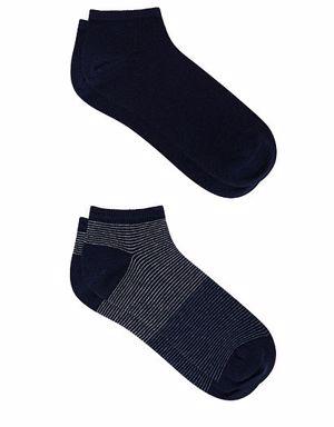2li Lacivert Patik Çorap