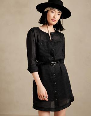 Petite Ramie Shirt Dress black