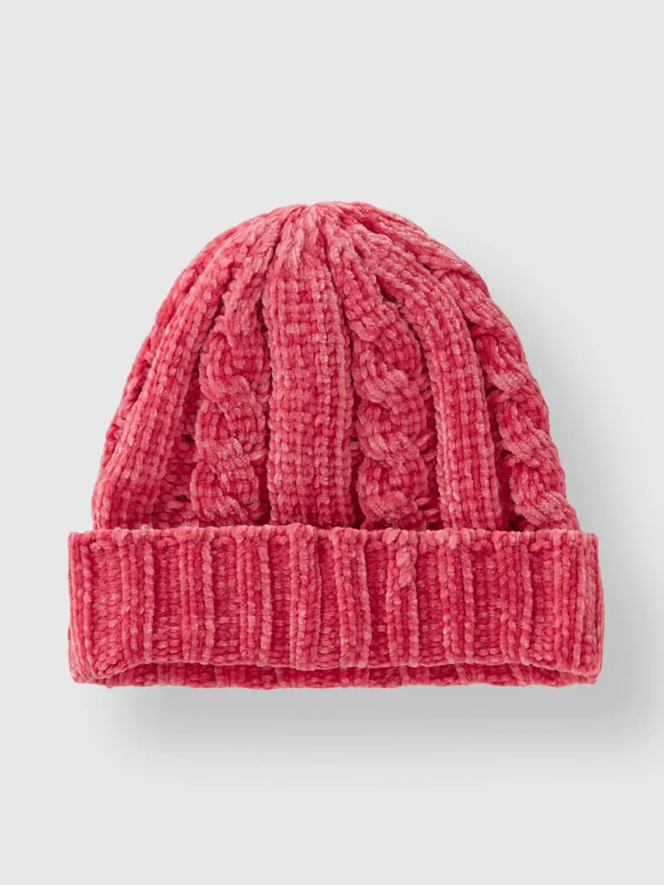 Benetton chenille hat with cable knit. 1