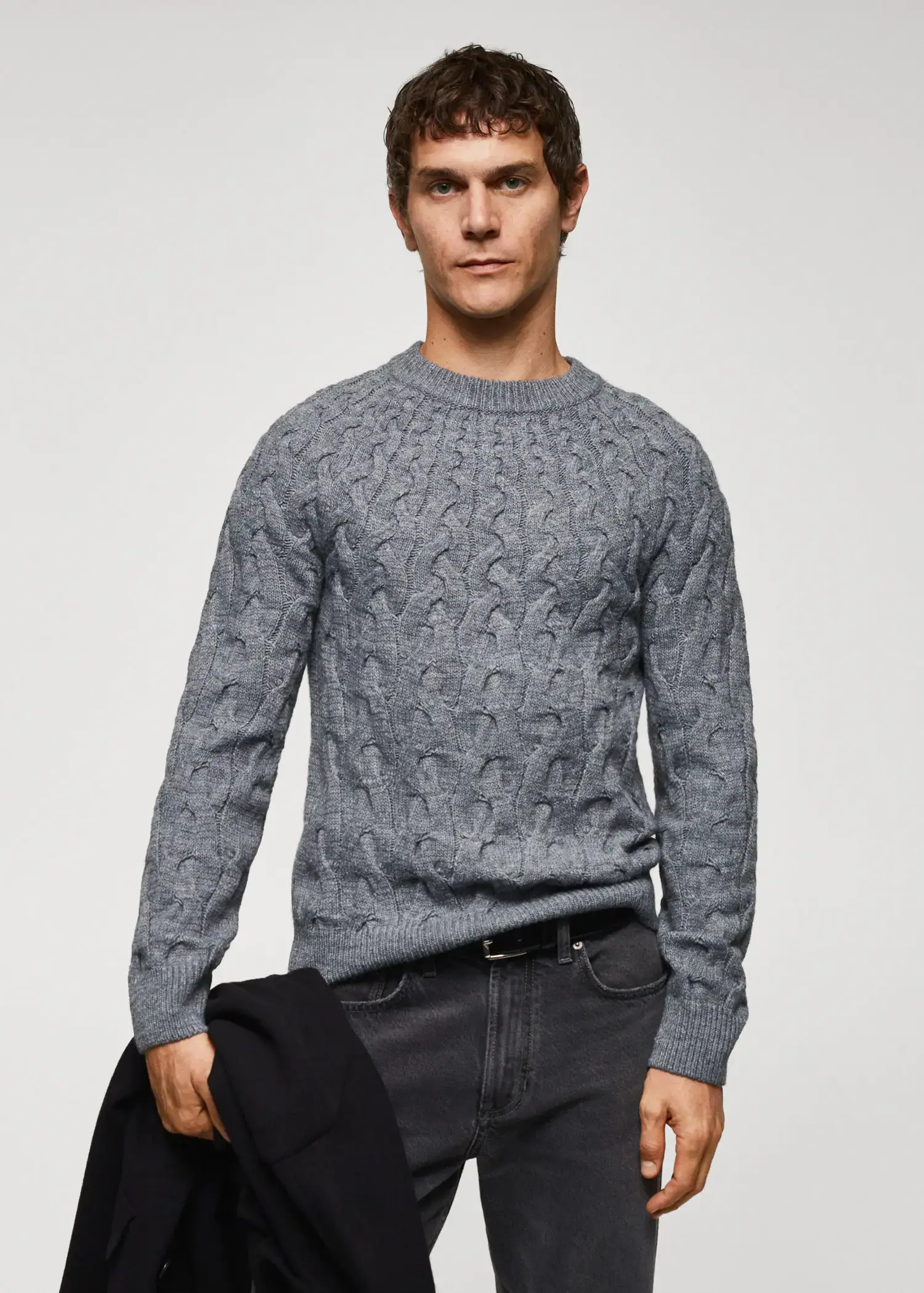 Mango Braided wool-blend sweater. 1