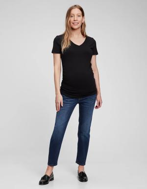 Maternity True Waistband Full Panel Cheeky Straight Jeans blue