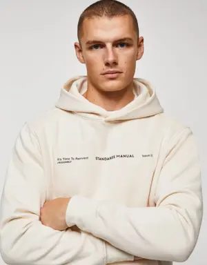 Cotton hooded sweatshirt text