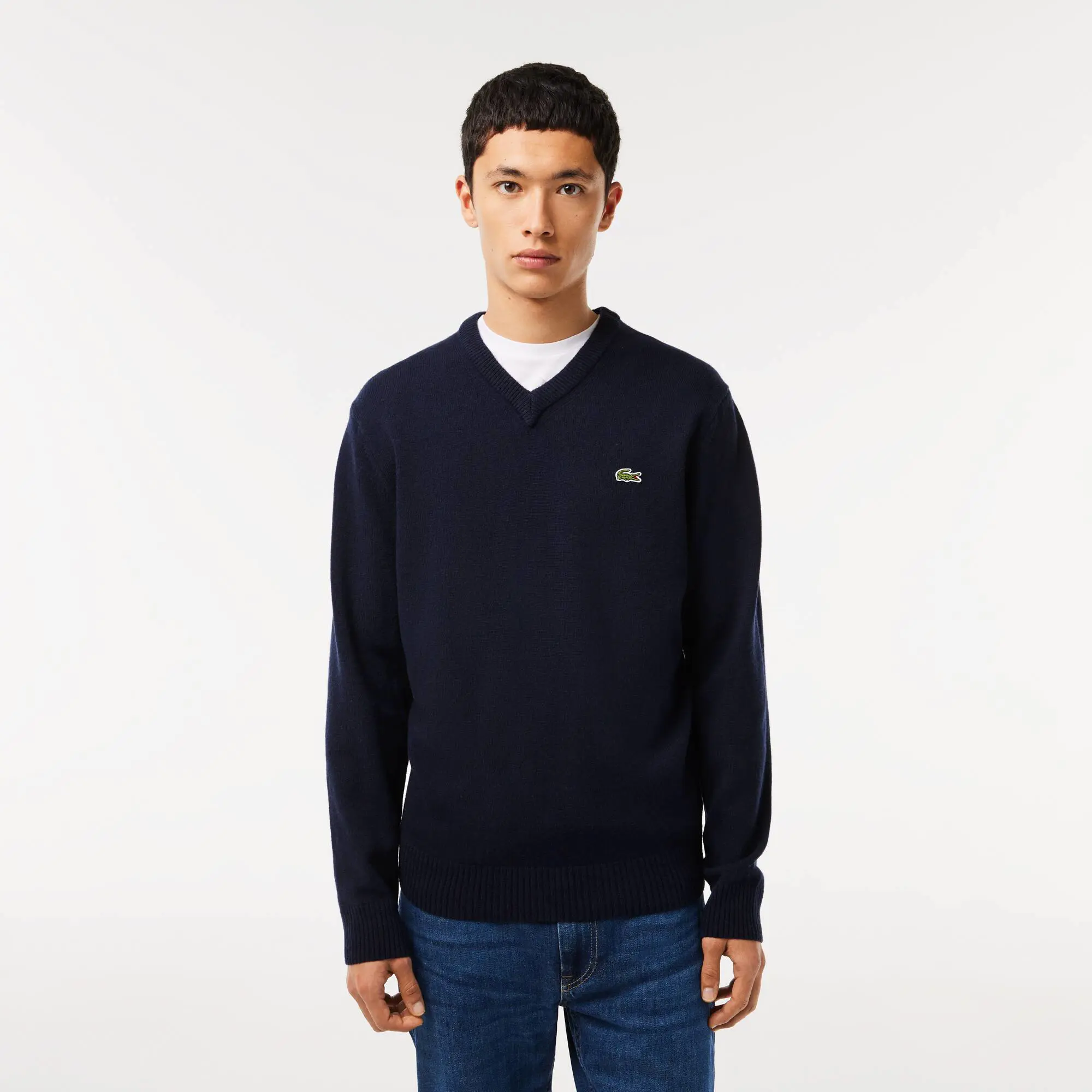 Lacoste Men's V-Neck Wool Sweater. 1
