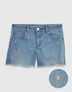 Kids Midi Denim Shorts with Washwell pink