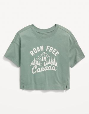 Old Navy Short-Sleeve Cropped Graphic T-Shirt for Girls green