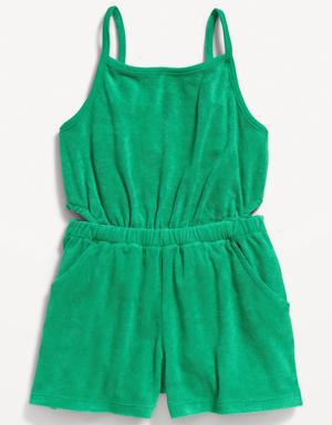 Loop-Terry Side-Cutout Cami Romper for Girls green