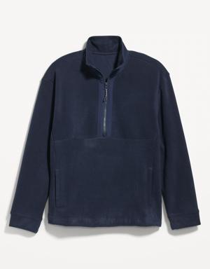 Loose Microfleece Half-Zip Sweatshirt for Men blue