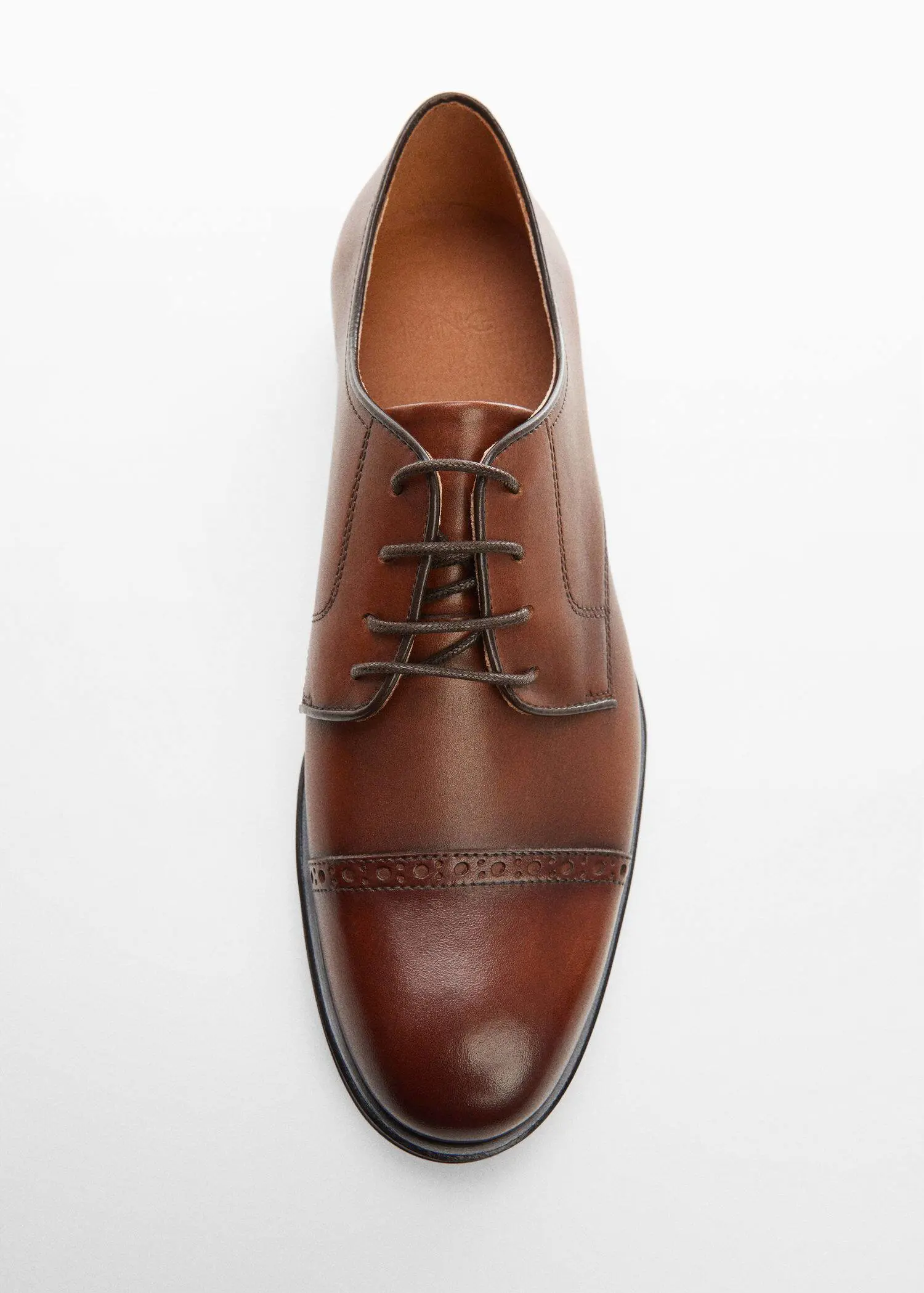 Mango Leather suit shoes. a pair of brown leather shoes on a white background. 