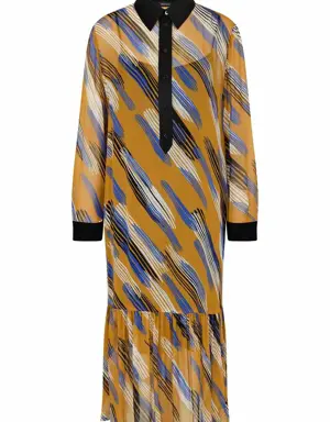 Collared and Long Sleeve Print Dress - 4 / ORIGINAL