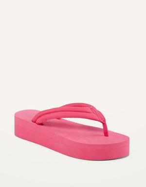 Puffy Nylon Strap Sugarcane-Blend Platform Flip-Flops for Women (Partially Plant-Based) pink