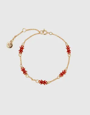 bracelet with coral red logos