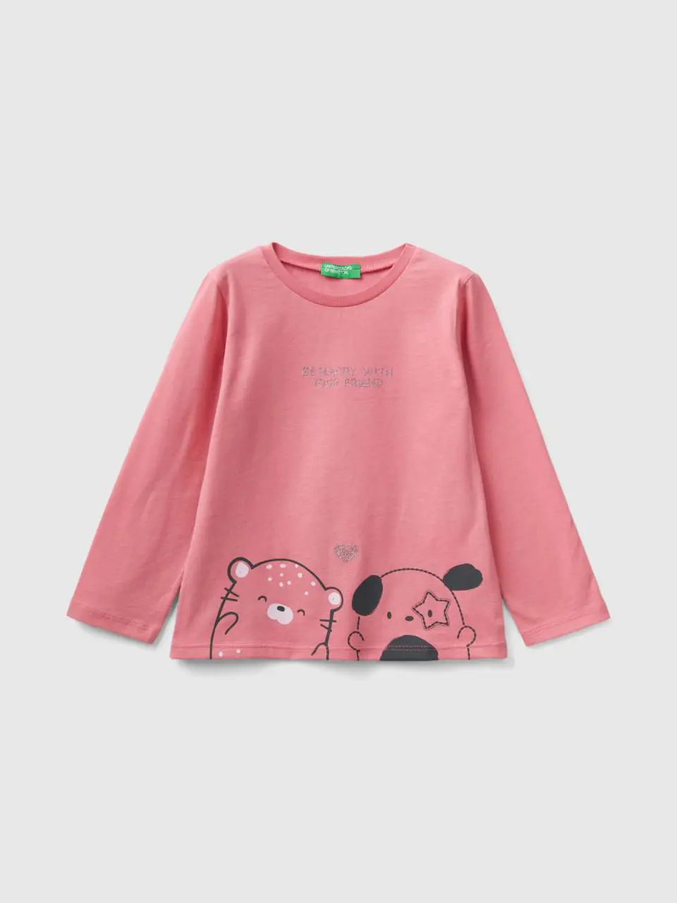 Benetton t-shirt with glittery print. 1