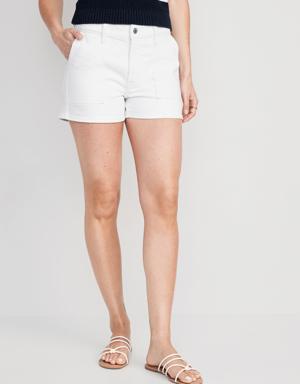 High-Waisted OG Loose Utility Shorts for Women -- 3-inch inseam white