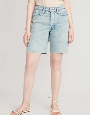High-Waisted OG Loose Button-Fly Jean Shorts for Women -- 9-inch inseam blue