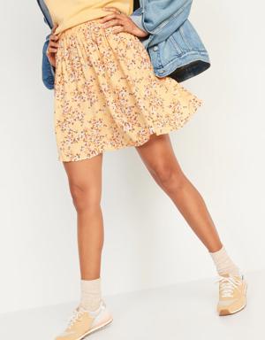 Floral-Print A-Line Mini Skirt for Women yellow