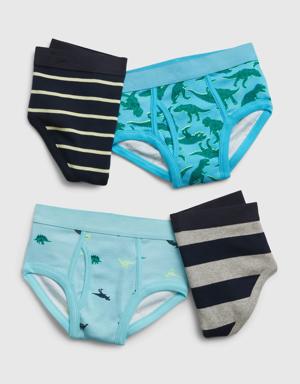 Kids 100% Organic Cotton Dino Briefs (4-Pack) blue