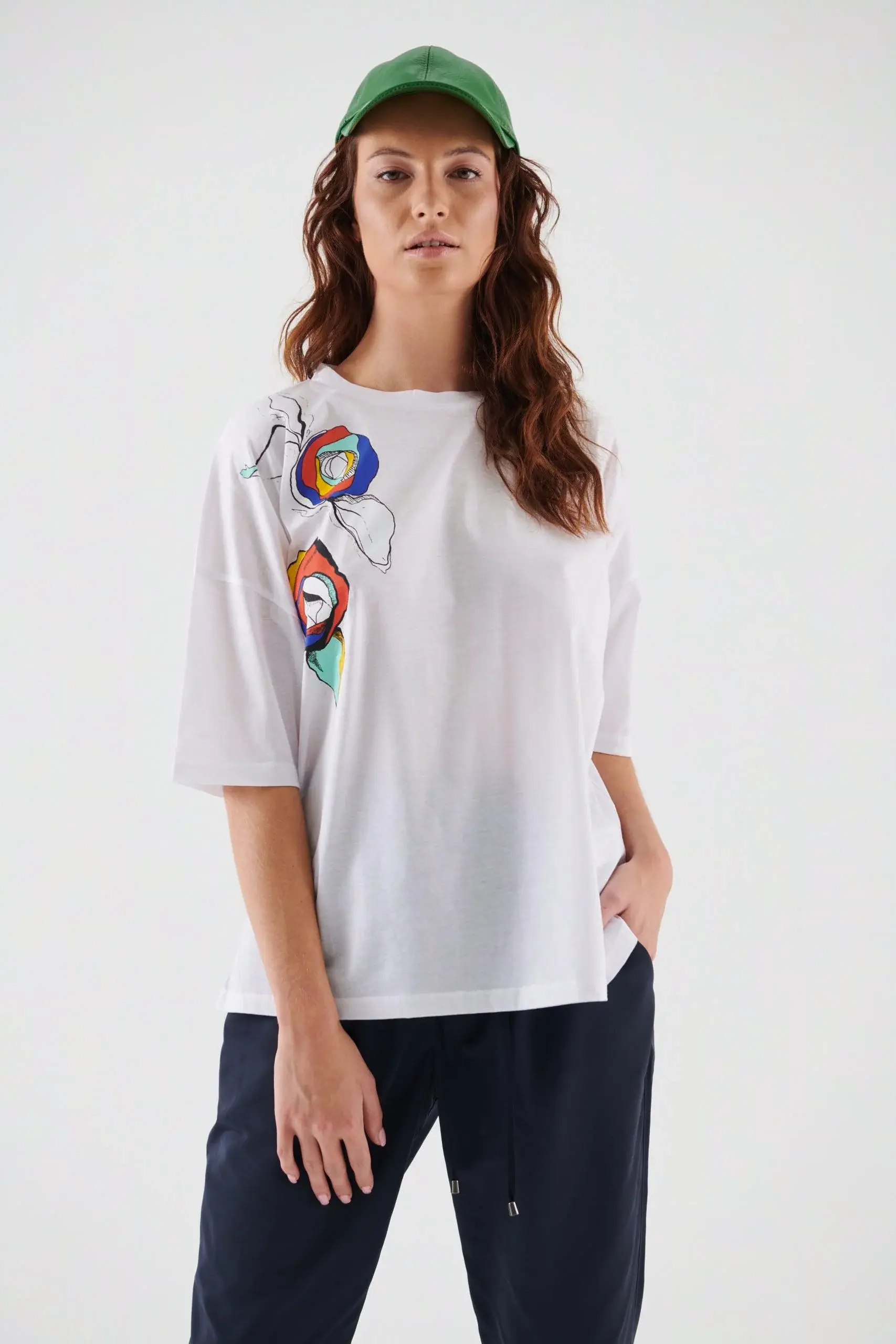 Roman Abstract Floral Women's T-shirt - 1 / White. 1