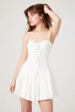 Forever 21 Forever 21 Lace Up Corset Mini Dress White. 2