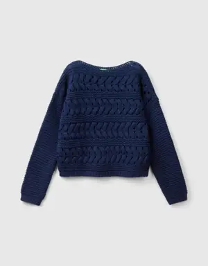 cable knit sweater in wool blend