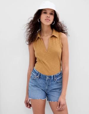 Essential Rib V-Neck Tank Top brown