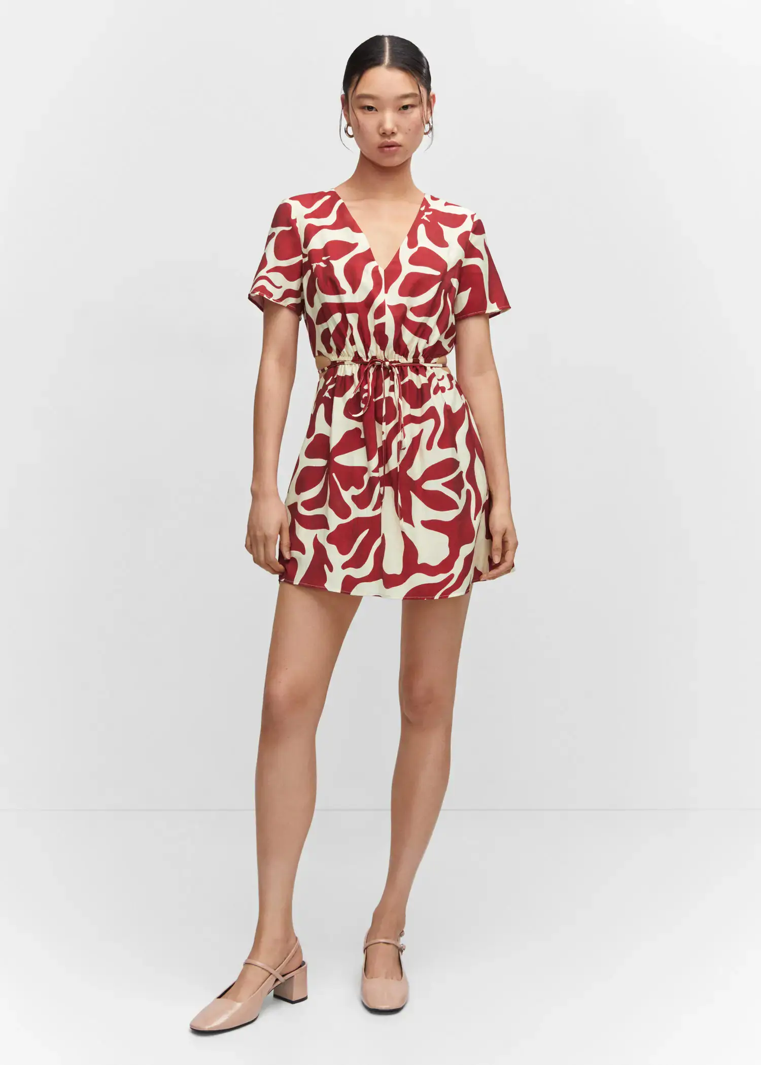 Mango Printed dress with openings. 1