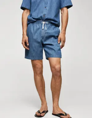 Bermuda-Shorts aus Baumwoll-Chambray