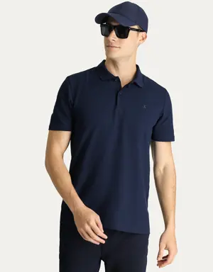 Polo Yaka Regular Fit Nakışlı Pamuk Tişört