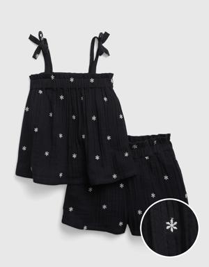 Toddler Crinkle Gauze Outfit Set black
