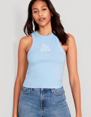 Old Navy Logo Graphic Rib-Knit Cropped Tank Top for Women multi