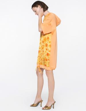 Mini Orange Sports Dress With Butterfly Print