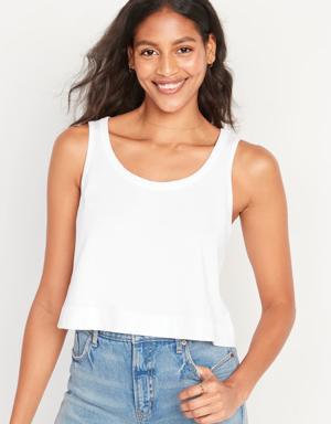 Vintage Cropped Tank Top for Women white