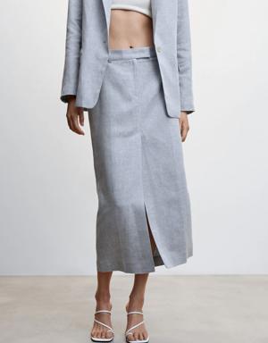 Linen skirt with slit