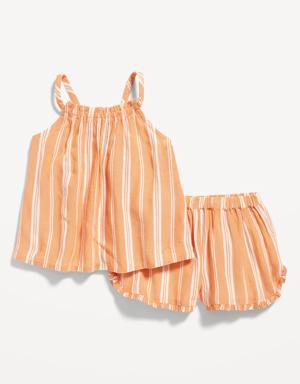Printed Crinkle-Crepe Sleeveless Top & Shorts Set for Baby multi
