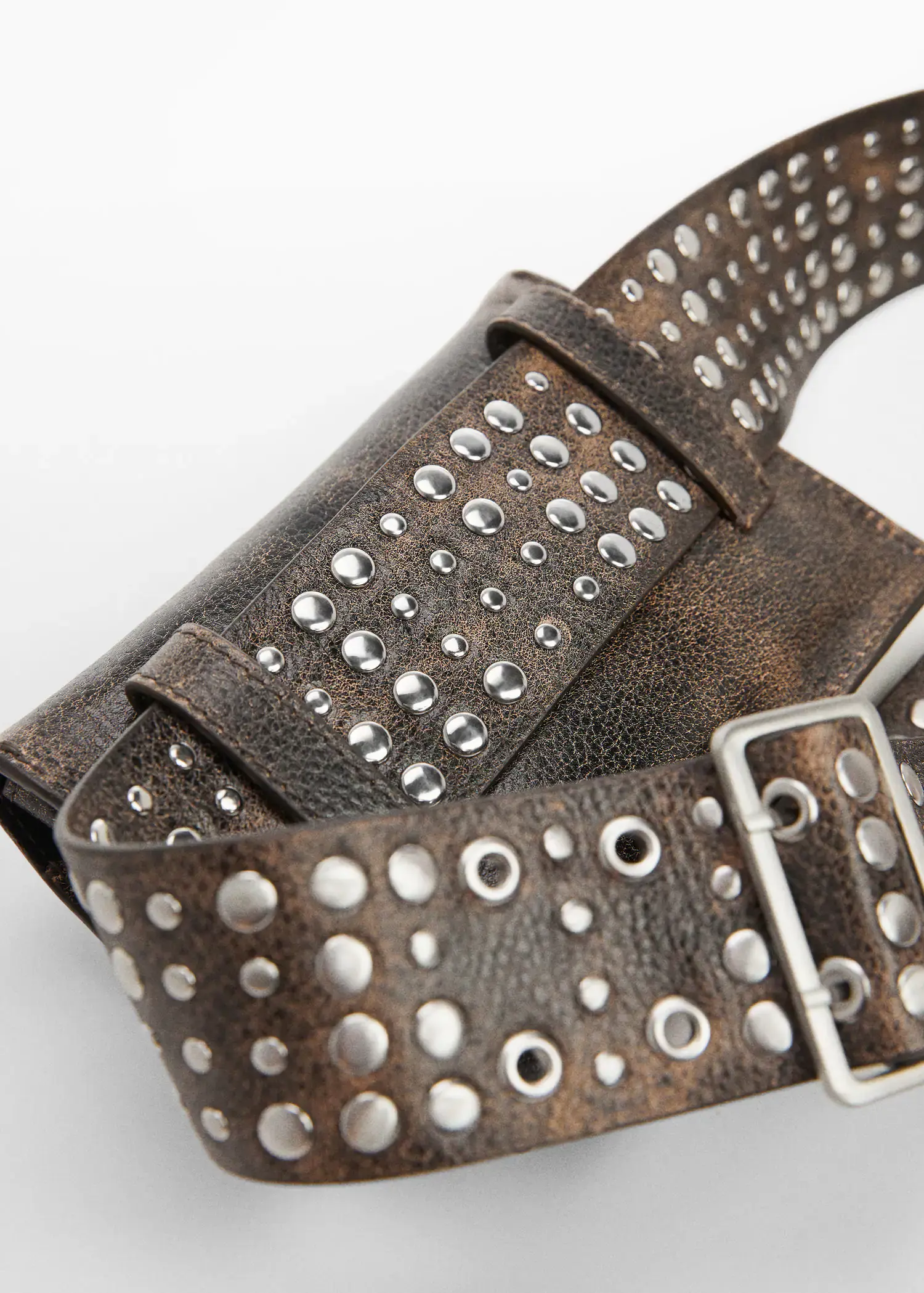 Mango Studded leather money belt. 3