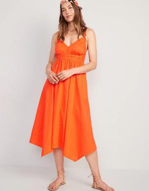 Waist-Defined Sleeveless Smocked Maxi Dress for Women orange