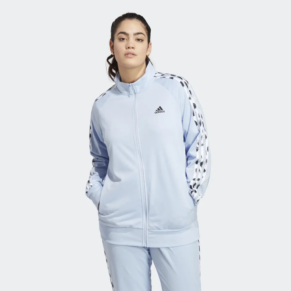 Adidas Essentials Warm-Up Tricot Slim 3-Stripes Track Jacket (Plus Size). 2