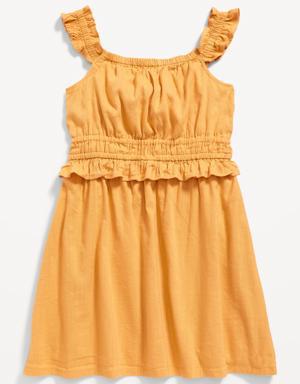 Sleeveless Fit & Flare Ruffle-Trim Dress for Toddler Girls yellow