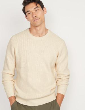 Textured Waffle-Knit Crew-Neck Sweater for Men beige