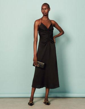 Midi dress with narrow straps