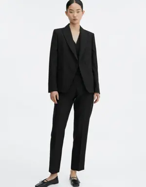 Straight wool suit trousers