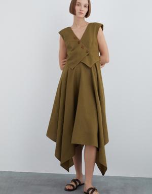 Sleeveless V-Neck Asymmetric Dress
