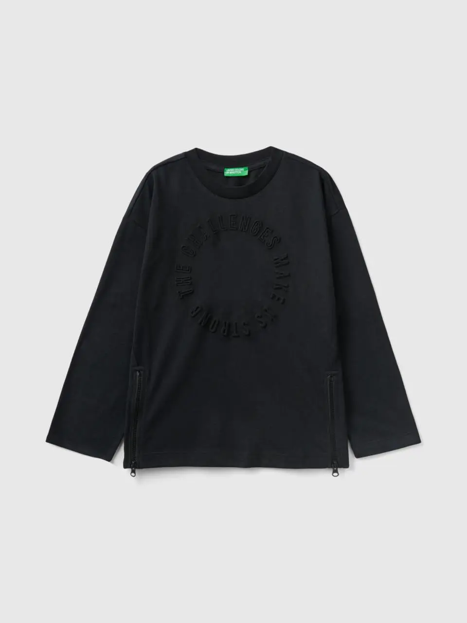 Benetton oversized fit sweatshirt with embossed print. 1