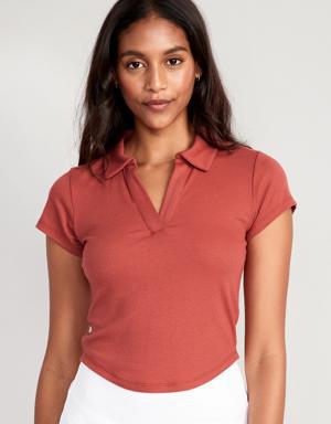 Old Navy UltraLite Rib-Knit Cropped Polo Shirt for Women orange