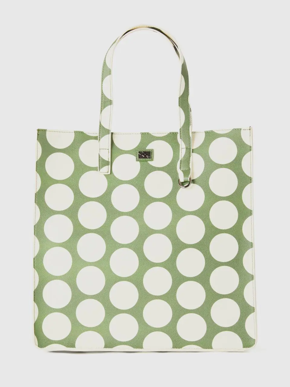 Benetton green shopping bag with white polka dots. 1