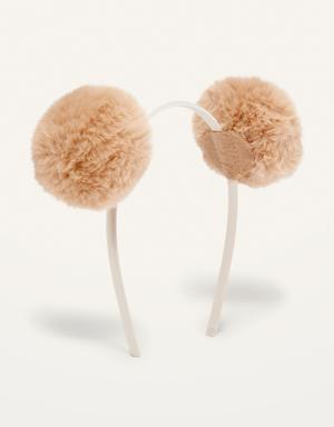 Faux-Fur Pom-Pom Headband for Kids white